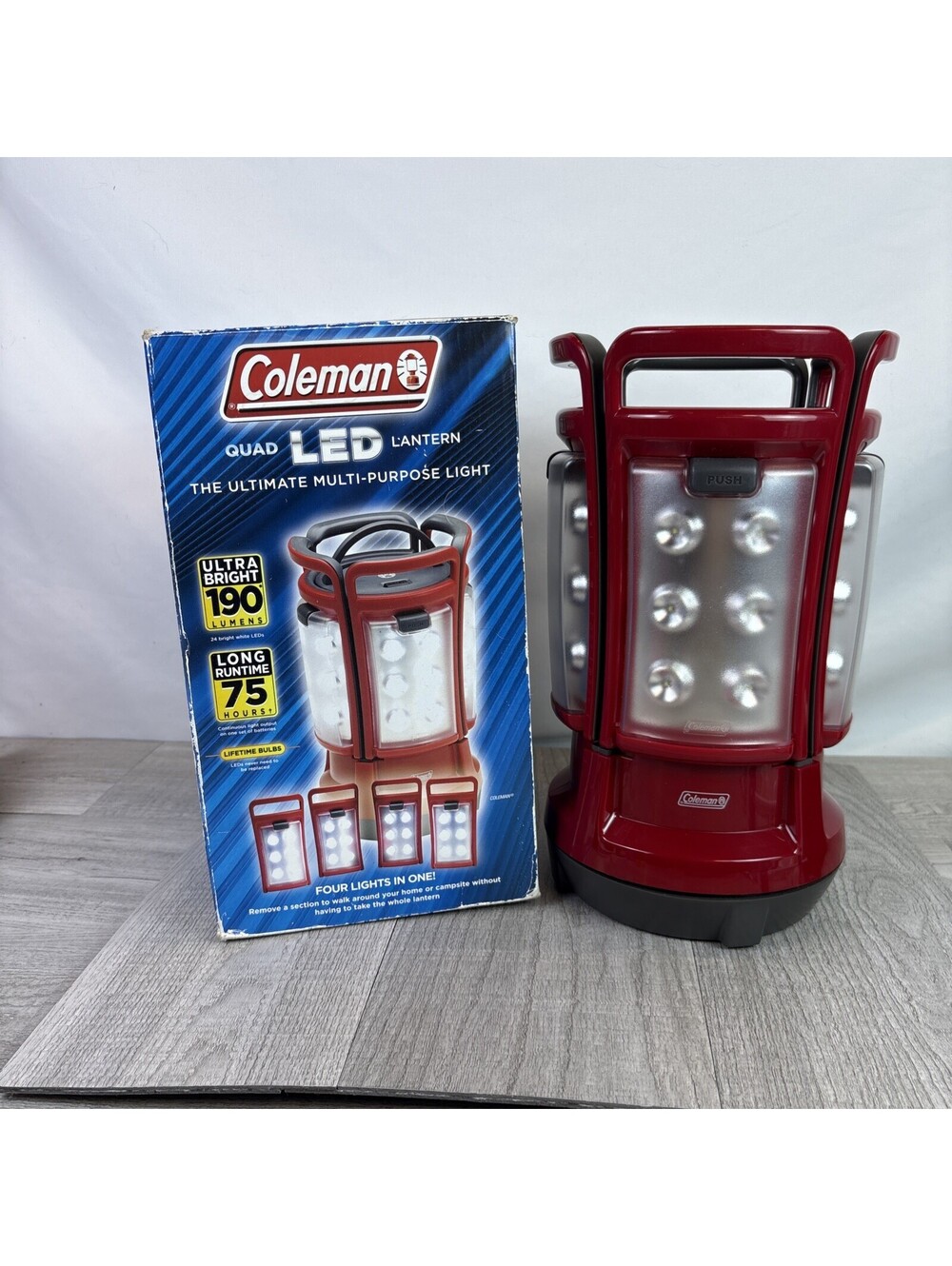 Coleman Quad LED 190 Lumens Lantern - Red 4-in-1 Camping Light